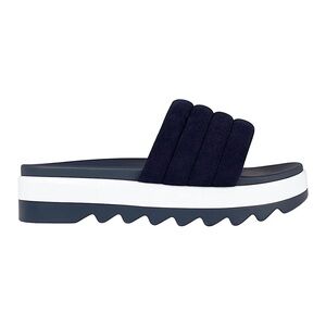 Seven7 navy white chunky slide sandals size 8 puffy strap